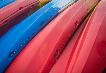 The colorful in side of the kayak  on the coast, Lamsadej, Chanthaburi, Thailand.