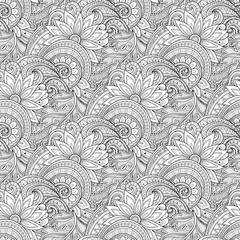Vector Seamless Monochrome Floral Pattern