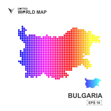 Map Of Bulgaria Dotted Vector,Abstract computer graphic colorful