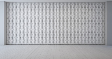 wall decoration pattern in empty white room - 3d rendering