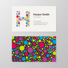 Modern letter H circle Business card template
