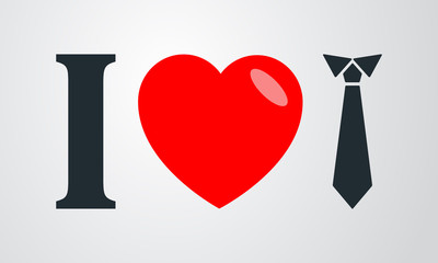 Icono plano i love corbata en fondo degradado