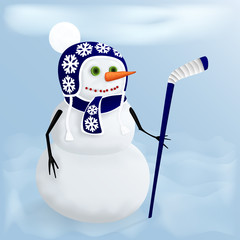 Cheerful Christmas snowman. Winter Holidays fun.