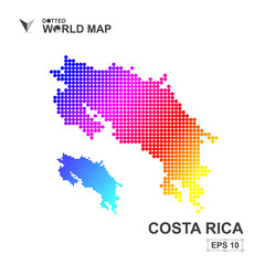 Map Of Costa Rica Dotted Vector,Abstract computer graphic colorful