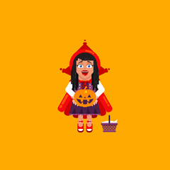 Little Red Riding Hood character for halloween in a flat style