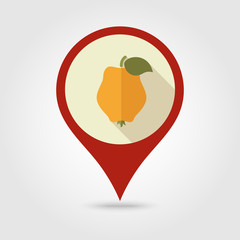 Quince flat pin map icon. Tropical fruit