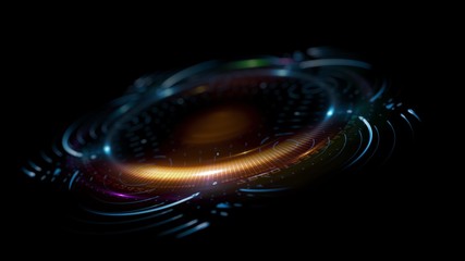 Circular lens flare. Abstract rotational galaxy. Beautiful ellipse border. Luxury shining hole. Rotational lines. Power energy element. Space for message. Abstract ring background.