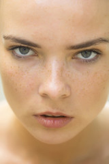 Fototapeta premium Sexy girl with freckles on face