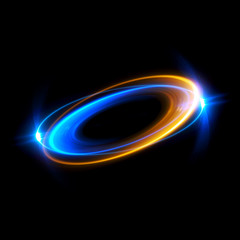 Circular lens flare. Abstract rotational galaxy. Beautiful ellipse border. Luxury shining hole. Rotational lines. Power energy element. Space for message. Abstract ring background.