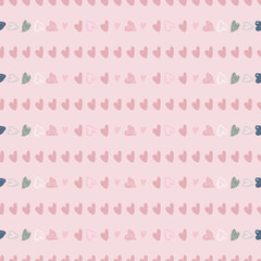 Doodle seamless pattern with hearts