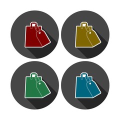 Shopping Bag Circle Icon. Flat Design Vector Illustration with Long Shadow