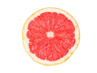 Fototapeta na wymiar Red grapefruit slice isolated on white background