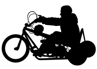 Man on big bike on white background