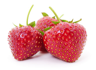 Three red strawberries.