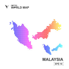 Map Of Malaysia Dotted Vector,Abstract computer graphic colorful