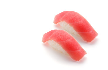 Tuna sushi nigiri set isolated on white background
