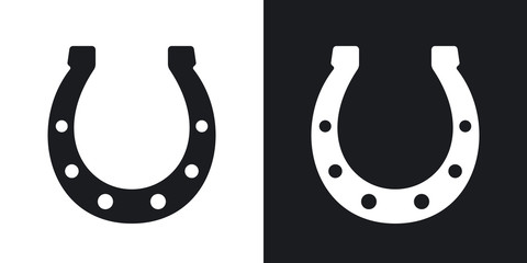 Vector horseshoe icon. Two-tone version on black and white background - obrazy, fototapety, plakaty