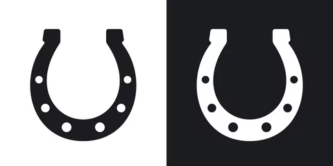 Fotobehang Vector horseshoe icon. Two-tone version on black and white background © RealVector