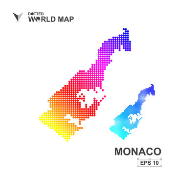 Map Of Monaco Dotted Vector,Abstract computer graphic colorful