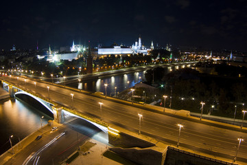 The view of the city from a tall building