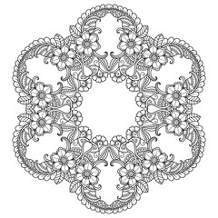 Vector henna tatoo mandala. Mehndi style.Decorative pattern in oriental style.
