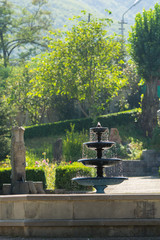 Four tiered fountain in the garden