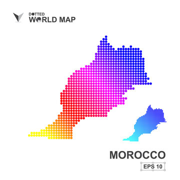 Map Of Morocco Dotted Vector,Abstract computer graphic colorful