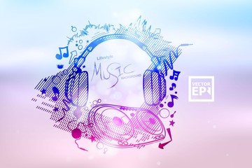 Poster Background for music club disco event with abstract bokeh blur vector