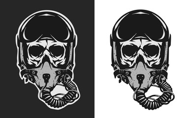 Skull in combat pilot helmet.
