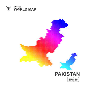 Map Of Pakistan Dotted Vector,Abstract computer graphic colorful