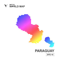 Fototapeta premium Map Of Paraguay Dotted Vector,Abstract computer graphic colorful
