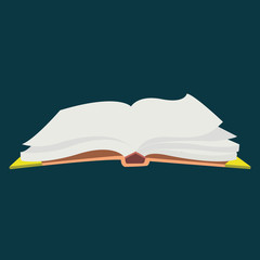 Opened book with pages fluttering. 