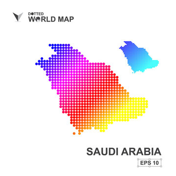 Map Of Saudi Arabia Dotted Vector,Abstract computer graphic colorful