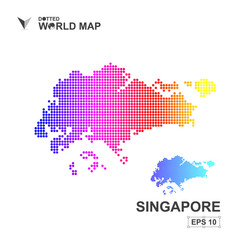 Obraz premium Map Of Singapore Dotted Vector,Abstract computer graphic colorful