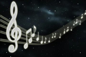 Foto auf Alu-Dibond Muziek noten in 3D © emieldelange