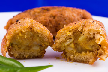 Indian food - vegetarian  bread roll with stuffed potatoes