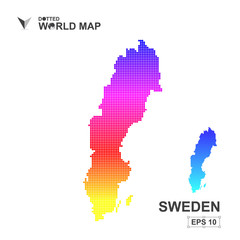 Map Of Sweden Dotted Vector,Abstract computer graphic colorful