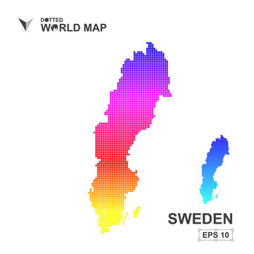 Map Of Sweden Dotted Vector,Abstract computer graphic colorful