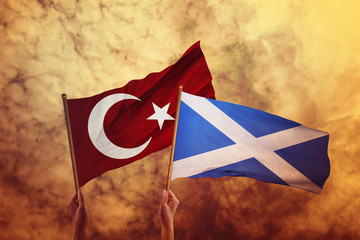 SCOTLAND, Turkey, Banner, Flag holding hands