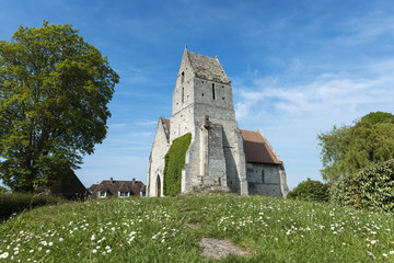 Fototapeta premium The medieval church, l' Eglise St. Martin de Cricqueboeuf, Calvados, Normandy, France