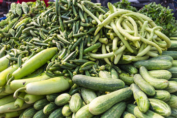 Pile of cucumbers at a market