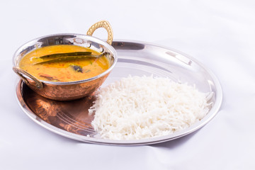 Dal fry and rice - a traditional indian food