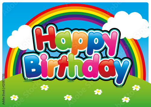 "Happy Birthday landscape" Stock image and royalty-free vector files on
