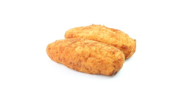 typical neapolitan food  potato croquettes fried made 
with mozzarella cheese and diced bacon