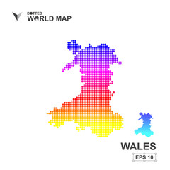 Obraz premium Map Of Wales Dotted Vector,Abstract computer graphic colorful