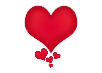 Simple red heart art isolated on white background