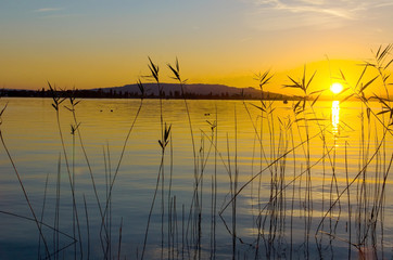 Auszeit, Entspannung, Ruhe, Meditation: Abenddämmerung, Sonnenuntergang am See :)