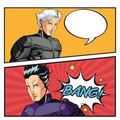 Superhero man cartoon with uniform icon. Costume and hero theme. Colorful design. Comic background. Vector illustration