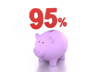 Ninety Five Percent with Piggy 3D Rendering Image

