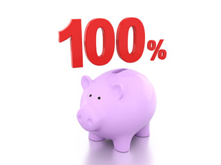 Hundred Percent with Piggy 3D Rendering Image

